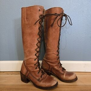Rare 1970s Vintage Leather Lace Up Boots